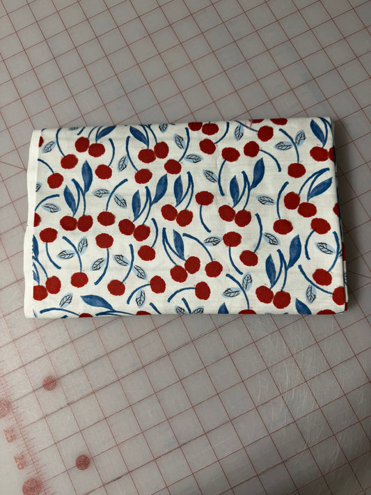 Cherry  and Leaves Cotton Fabric