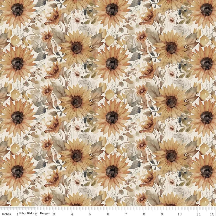 Watercolor Sunflowers - Cream